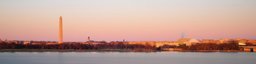 Sunset on the Washington DC Skyline and Waterfront 4x1 Photograph by William Dickman