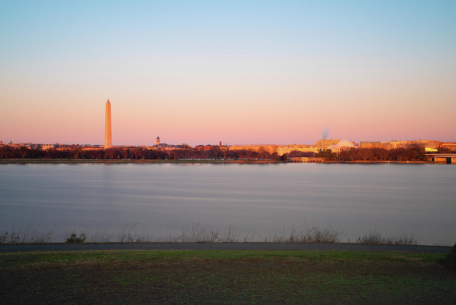 Sunset on the Washington DC Skyline and Waterfront Photograph by William Dickman