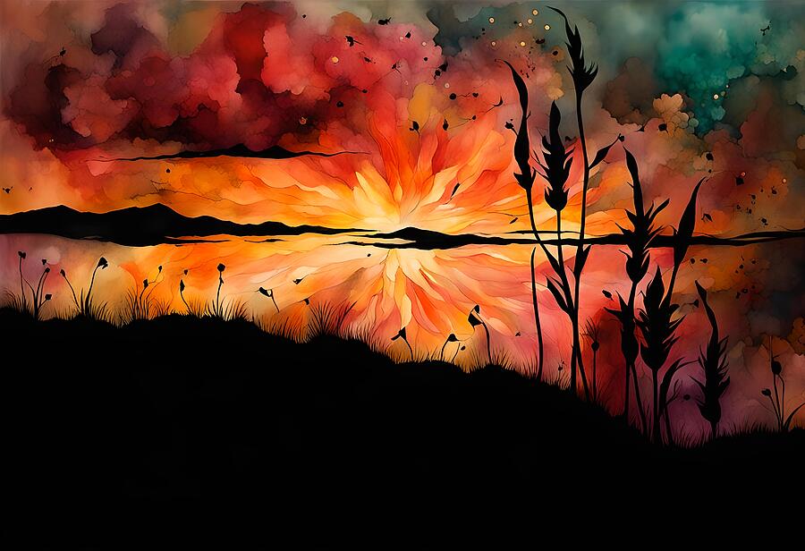 Sunset Digital Art - Sunset on the Water by Deb Beausoleil