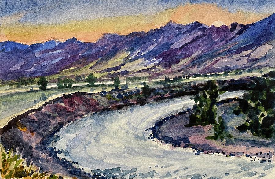 Sunset on the Yellowstone Painting by Les Herman