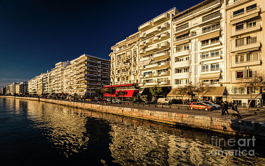 Sunset on Thessaloniki seafront promenade Photograph by Lyl Dil Creations