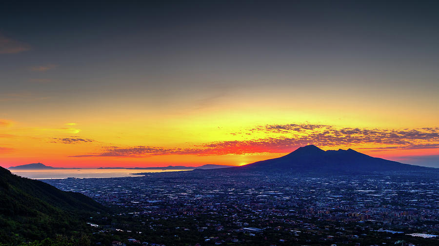 Sunset on Vesuvio  Photograph by Umberto Barone