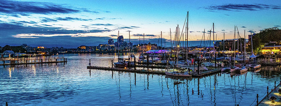 Sunset over a Harbor in Victoria British Columbia Digital Art by SnapHappy Photos