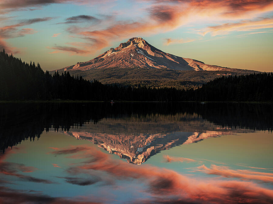 Sunset Over a Majestic Mountain Photograph - Sunset Over Mount Hood by Dan Sproul