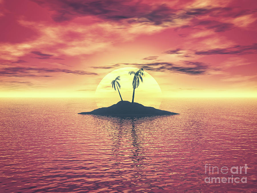 Sunset Over A Tropical Island Digital Art by Phil Perkins