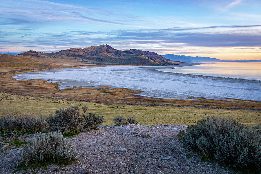 Sunset over Antelope Island Photograph by Wesley Gilson - Fine Art America