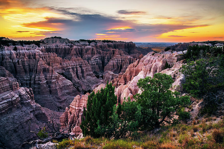 Sunset Over Badlands Valley Photograph by Andy Crawford