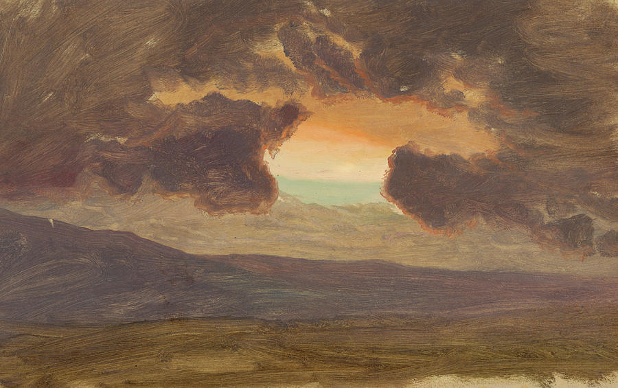 Sunset Over Bare Hills Painting by Frederic Edwin Church