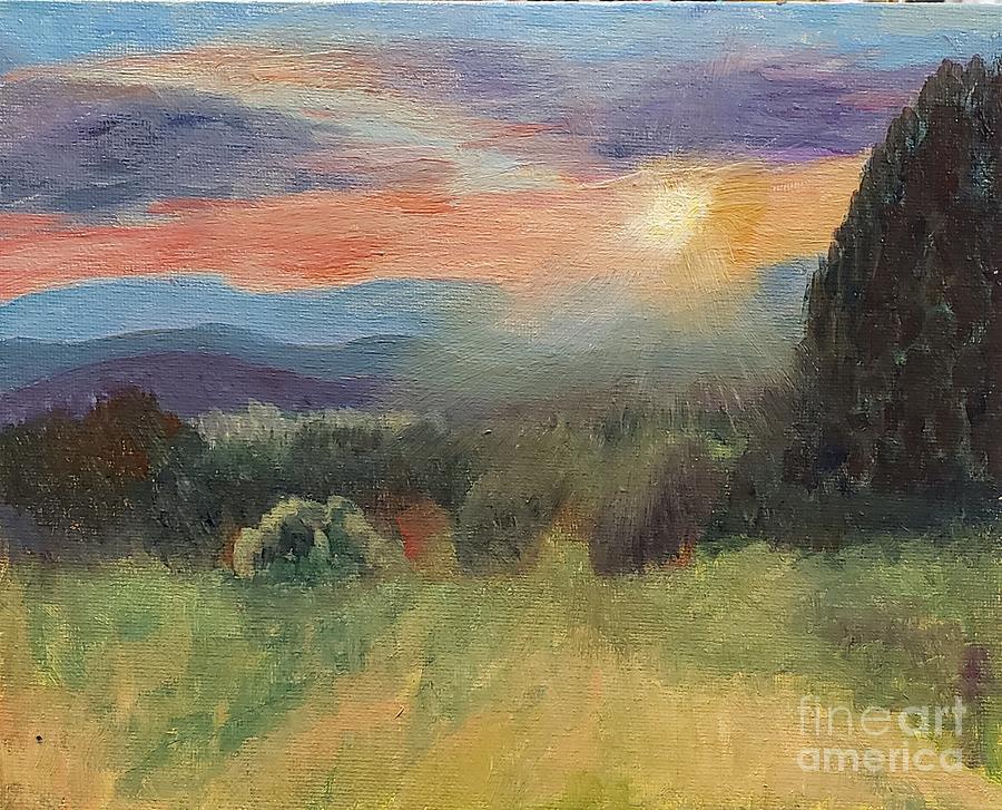 Sunset over Barton Mountain Painting by Donna Walsh