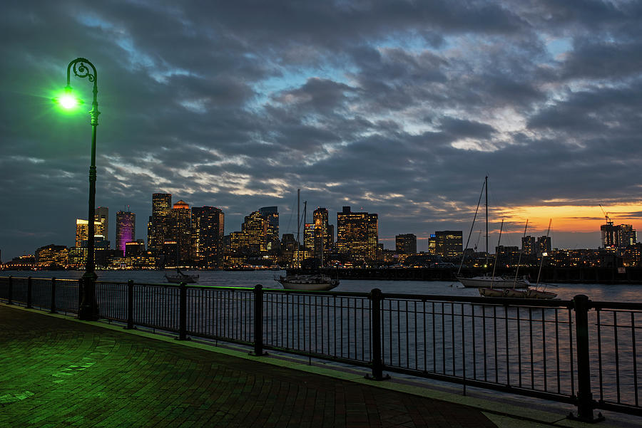 Sunset over Boston from Piers Park East Boston Photograph by Toby McGuire