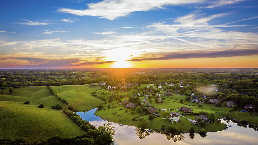 Sunset over Central Kentucky countryside Photograph by Alexey Stiop