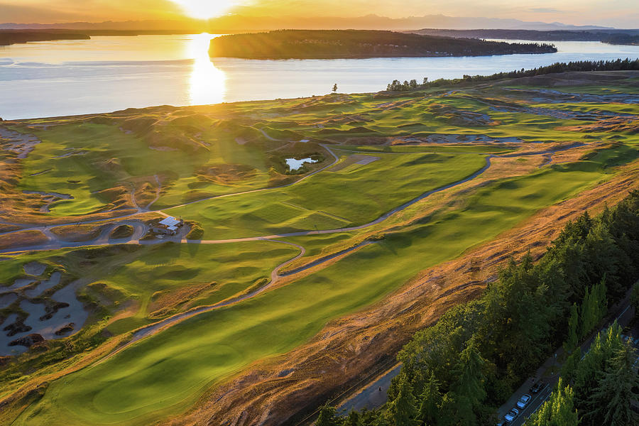 Sunset over Chambers Bay Golf Course 2020 Photograph by Mike Centioli