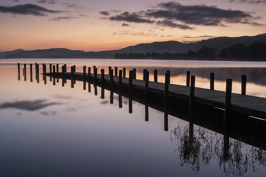 Sunset over Coniston Water in the Lake District Photograph by Sarah Howard