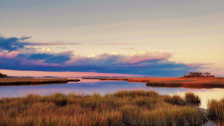 Sunset over Delaware Estuary  Photograph by David Kay