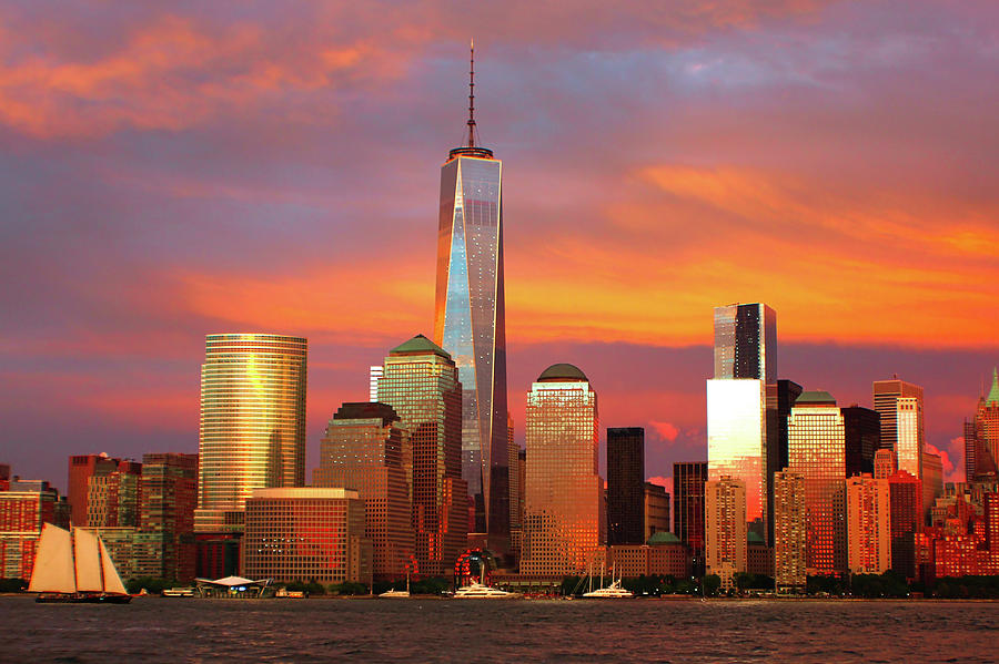 Sunset over Downtown Manhattan Photograph by Habib Ayat