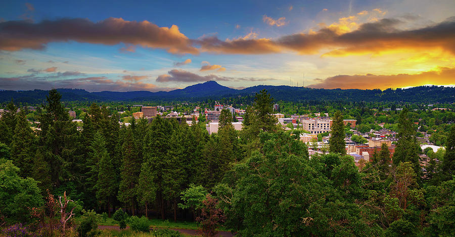Sunset over Eugene, Oregon, from Skinner Butte Lookout Photograph by Miroslav Liska Sunset over Eugene, Oregon, from Skinner Butte Lookout Photograph by Miroslav Liska
