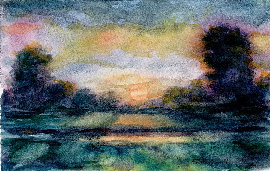 Sunset over Field 2 Painting by David Dorrell
