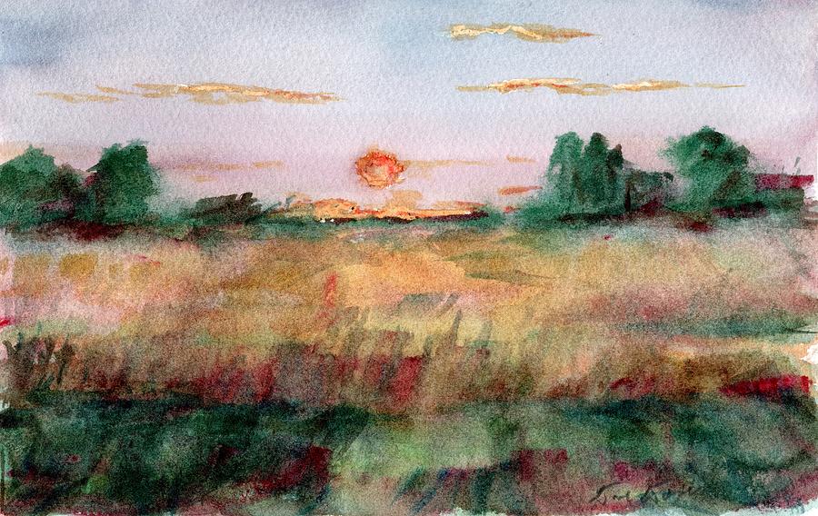 Sunset Over Field Painting by David Dorrell