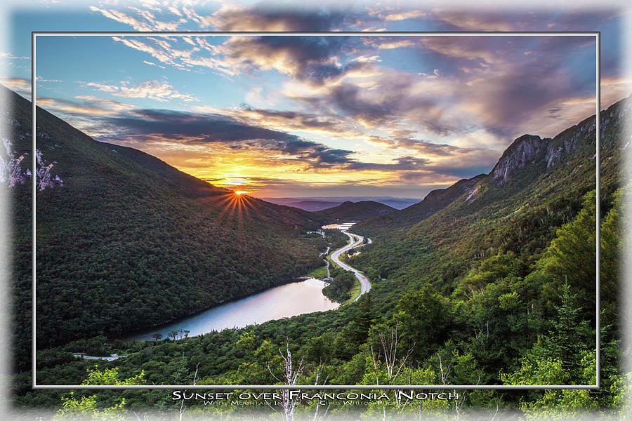 Sunset over Franconia Notch Art Mat Photograph by White Mountain Images