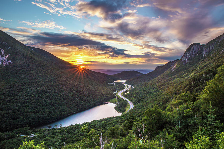 Sunset over Franconia Notch Photograph by White Mountain Images
