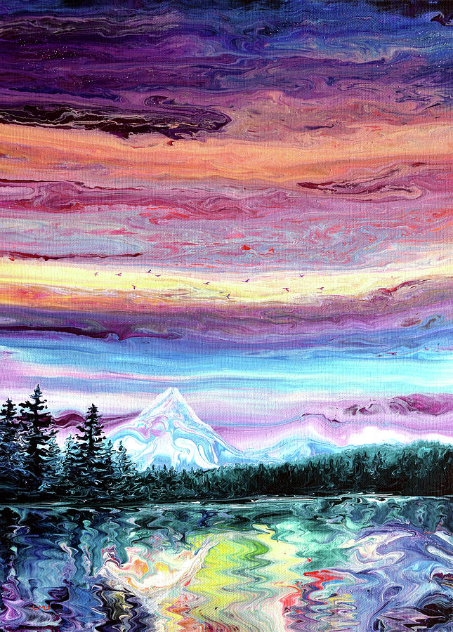 Sunset Over Frog Lake Painting by Laura Iverson