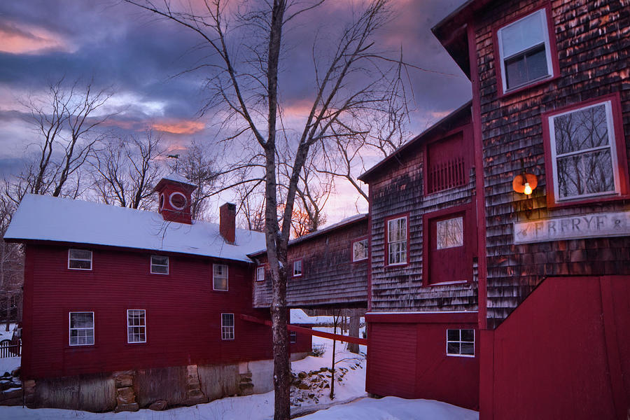 Sunset Over Fryes Measure Mill - Wilton Nh. Photograph by Joann Vitali