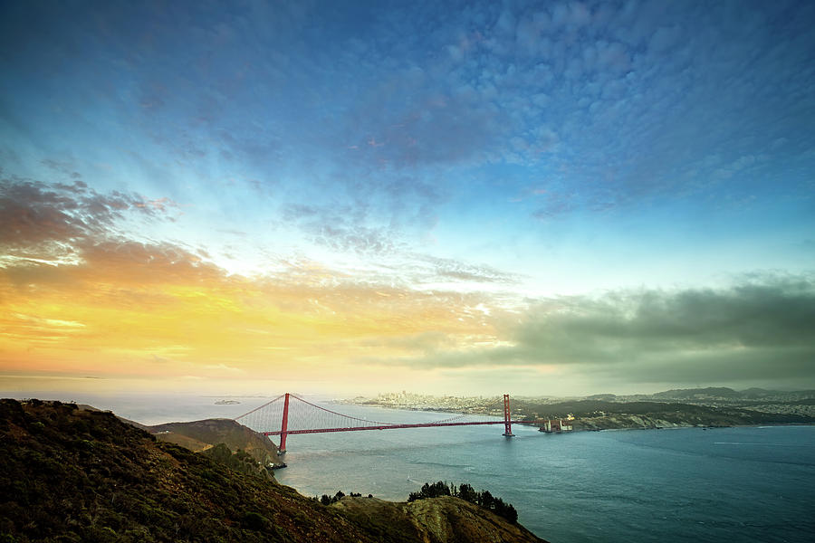 Sunset Over Golden Gate and San Francisco Photograph by Ian Good