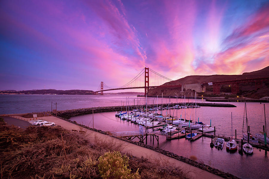 Sunset Over Golden Gate Bridge, California Photograph