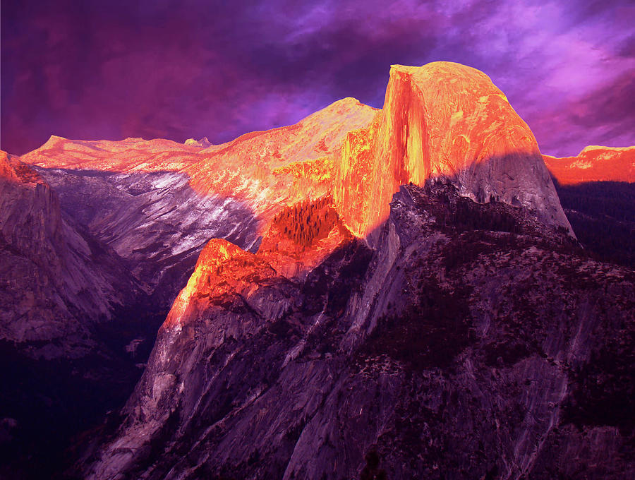 Sunset Over Half Dome Photograph by Walter Fahmy