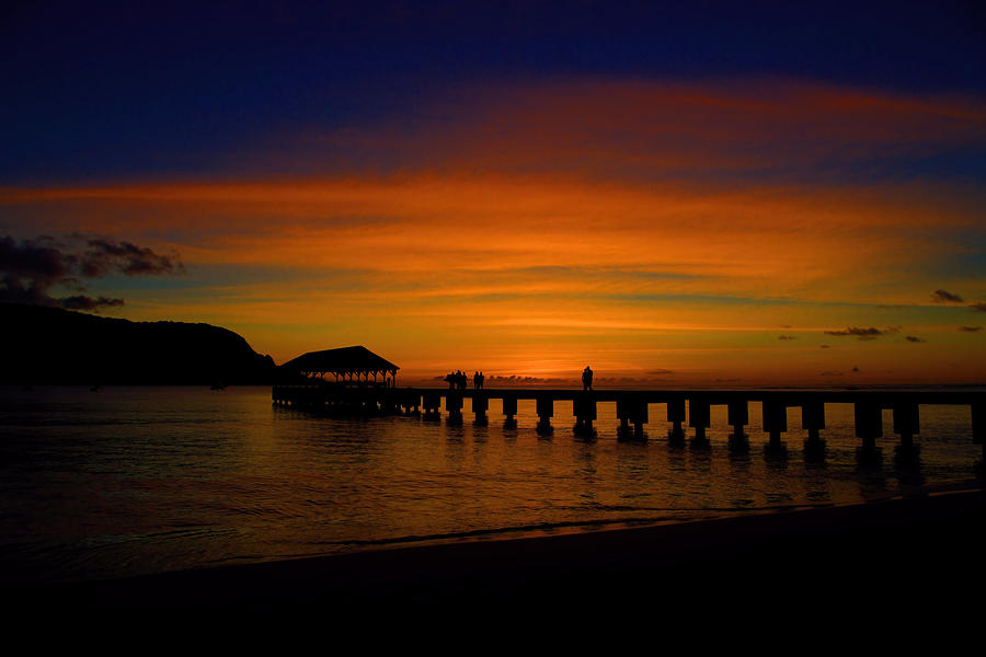 Sunset Photograph - Sunset Over Hanalei Pier by Stephen Vecchiotti
