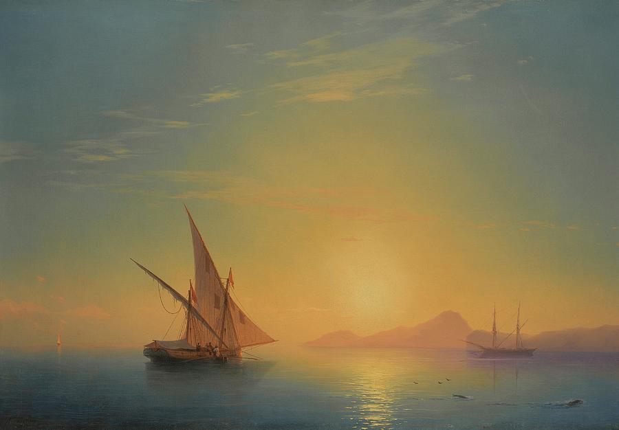 Sunset Over Ischia   Painting by Lagra Art