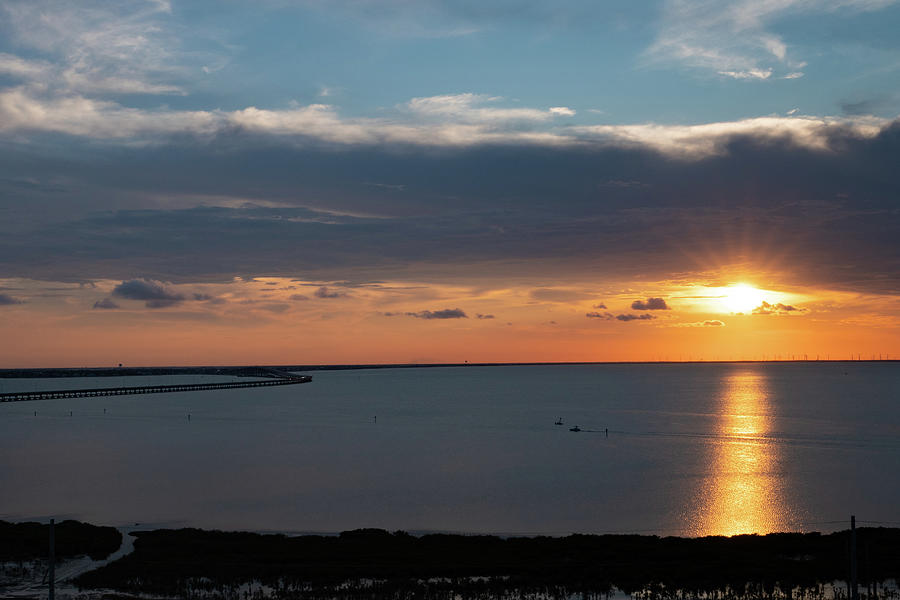 Sunset over Laguna Madre Bay Photograph by Steve Templeton