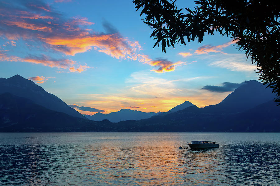 Sunset over Lake Como Italy Photograph by Carolyn Derstine