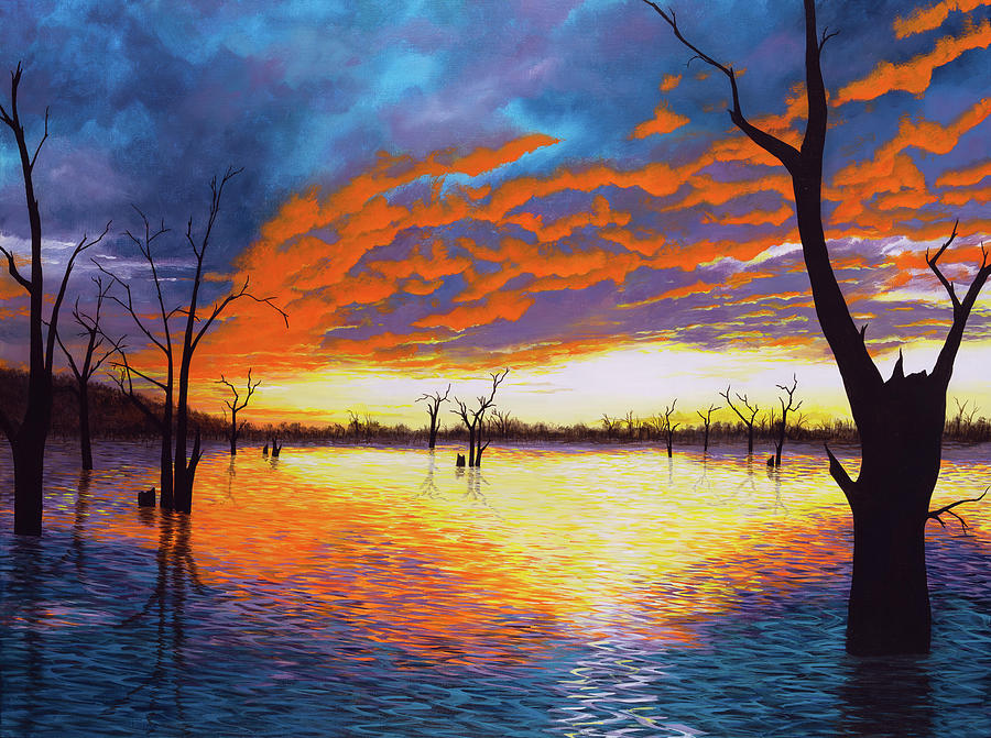Sunset Painting - Sunset over Lake Nillahcootie by Debra Dickson