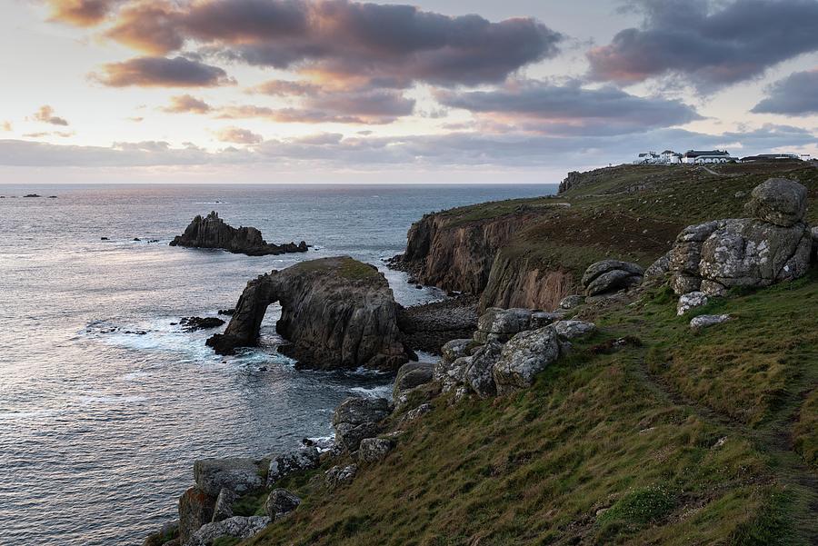 Sunset over Lands End, Cornwall, England, UK Photograph by Sarah Howard