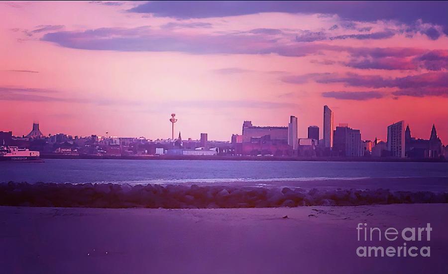Sunset Over Liverpool Skyline Photograph by Joan-Violet Stretch