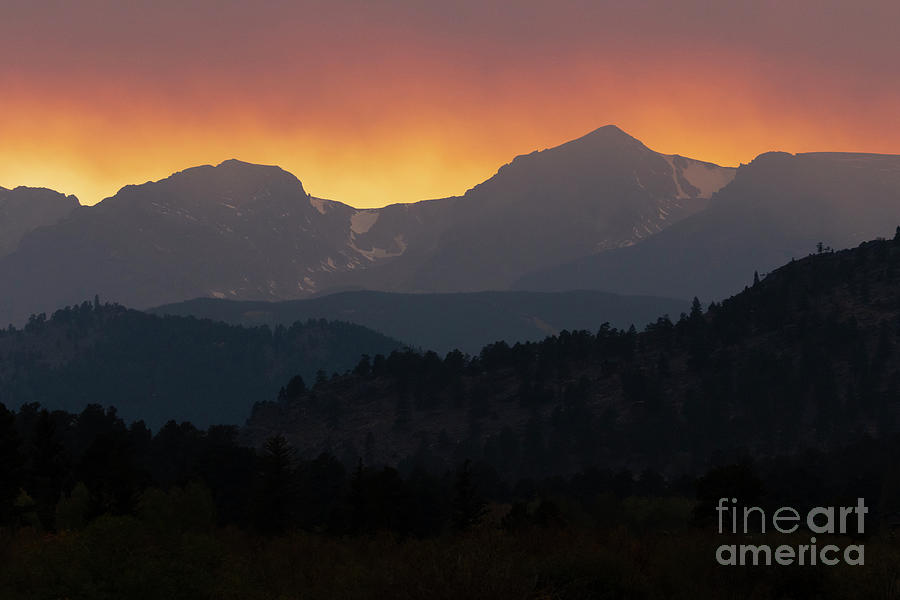 Sunset Over Longs Peak Colorado Photograph