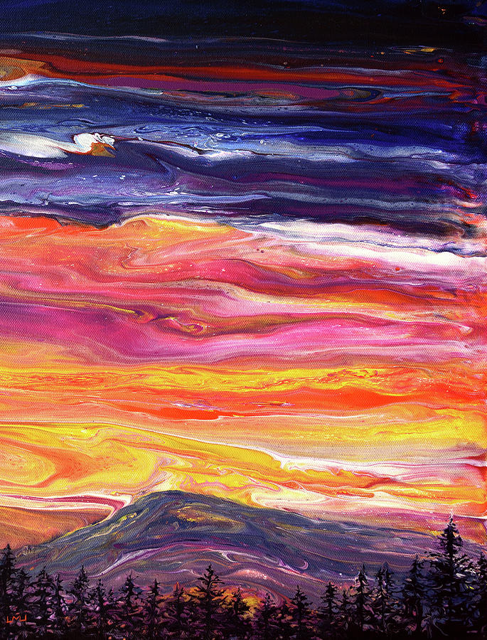 Sunset Over Marys Peak Painting by Laura Iverson