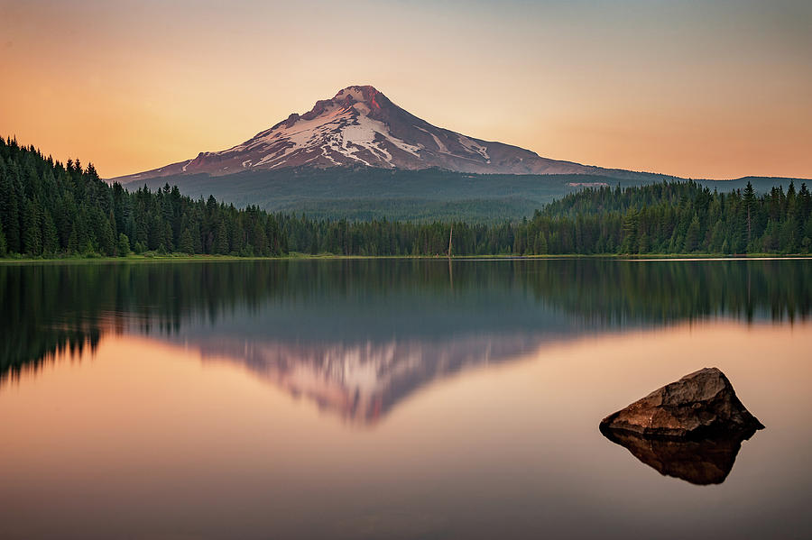 Sunset over Mount Hood Photograph by Dave Wilson