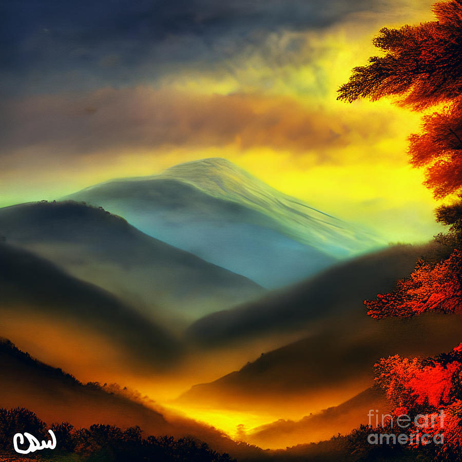 Sunset Over Mountains Digital Art by Craig Walters