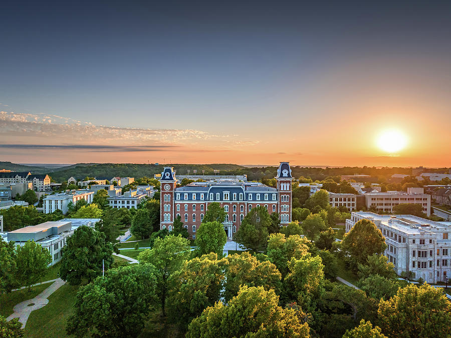 Sunset Over Old Main - University of Arkansas Photograph by Gregory ...