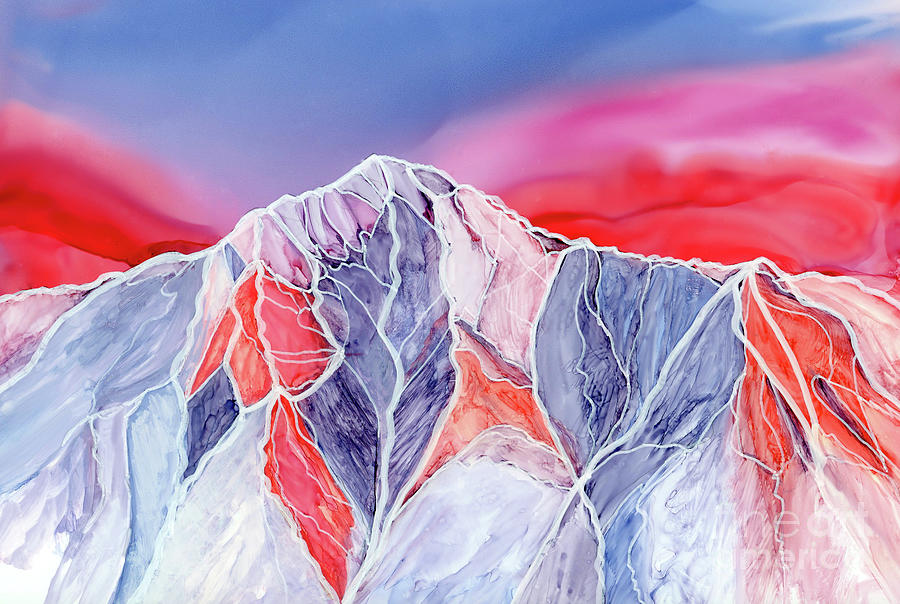 Sunset over Pioneer Peak Painting by Julie Greene-Graham
