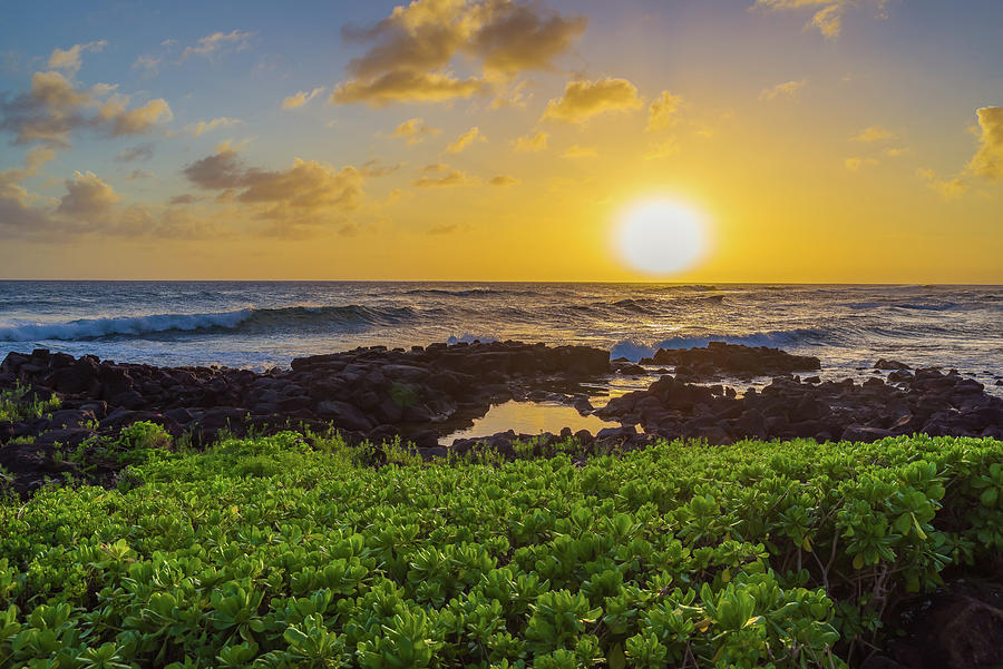 Sunset over Poipu Beach Kauai Photograph by Scott McGuire