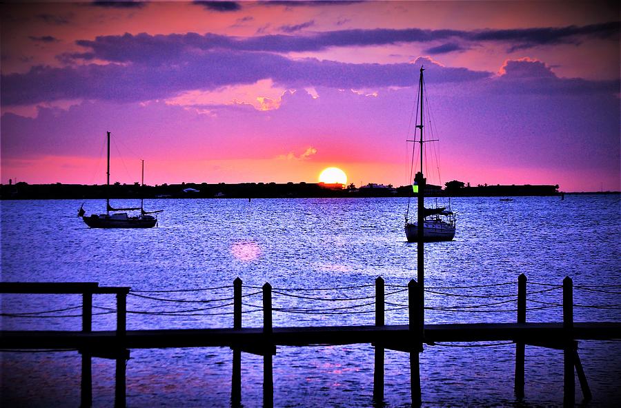 SUNSET OVER PUNTA GORDA Fl/ Photograph by Sandy Poore