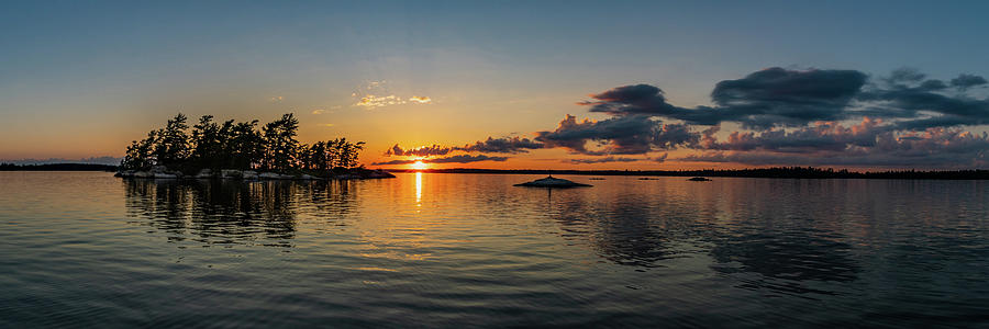 Sunset over Rainy Lake Panorama Photograph by Kelly VanDellen