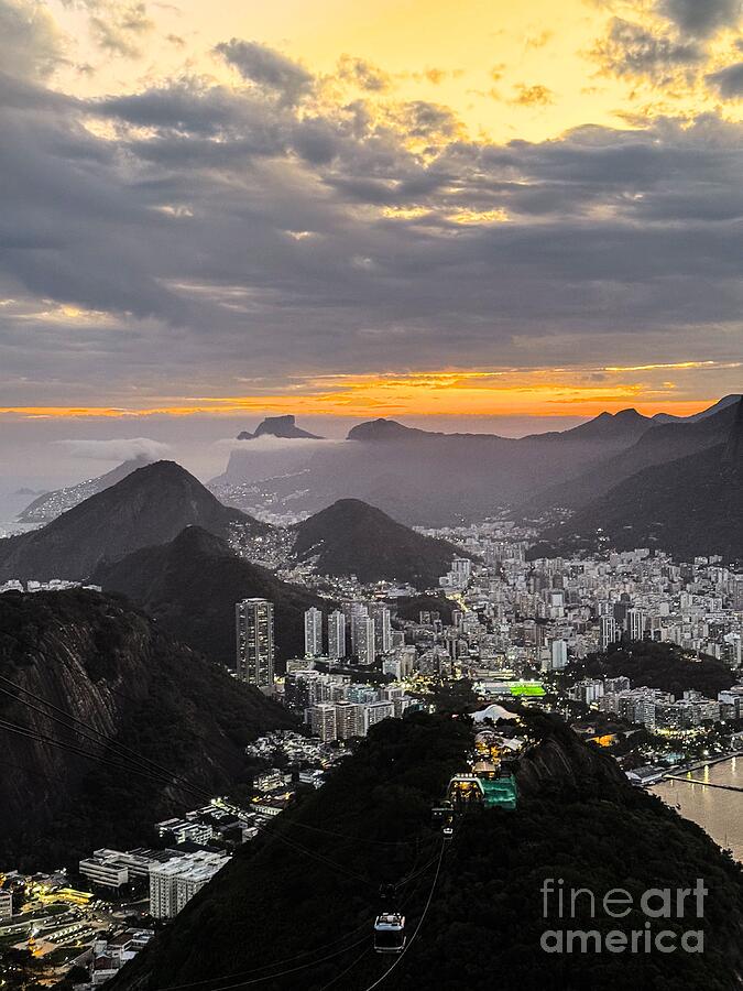 Sunset Over Rio de Janeiro Cityscape Photograph - Sunset Over Rio de Janeiro Cityscape by Leslie Brashear