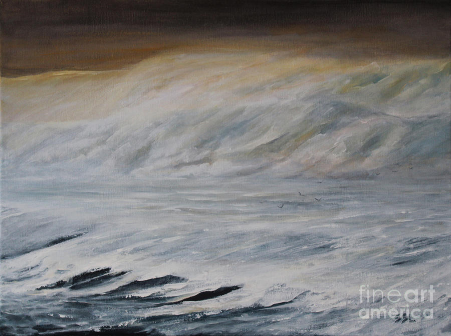 Sunset Over Roaring Waves Painting by Jane See