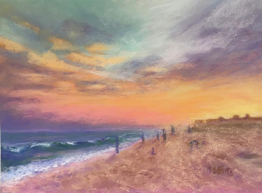Sunset Over Rockaway Beach Pastel by Terre Lefferts