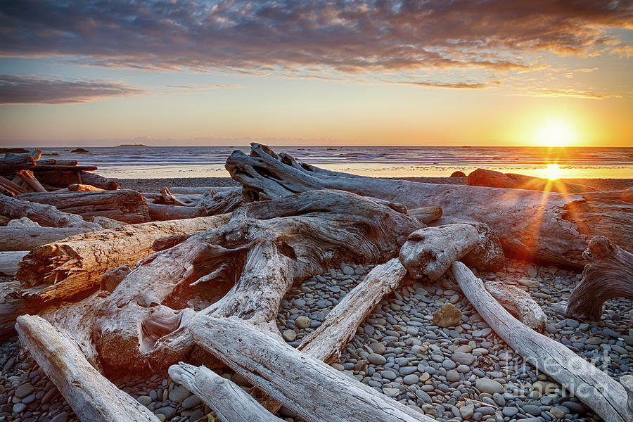 Sunset over Ruby Beach at Olympic National Park Photograph by Bryan Mullennix