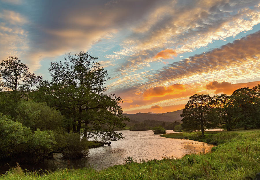 Sunset Over Rydal Water In Lake District Photograph